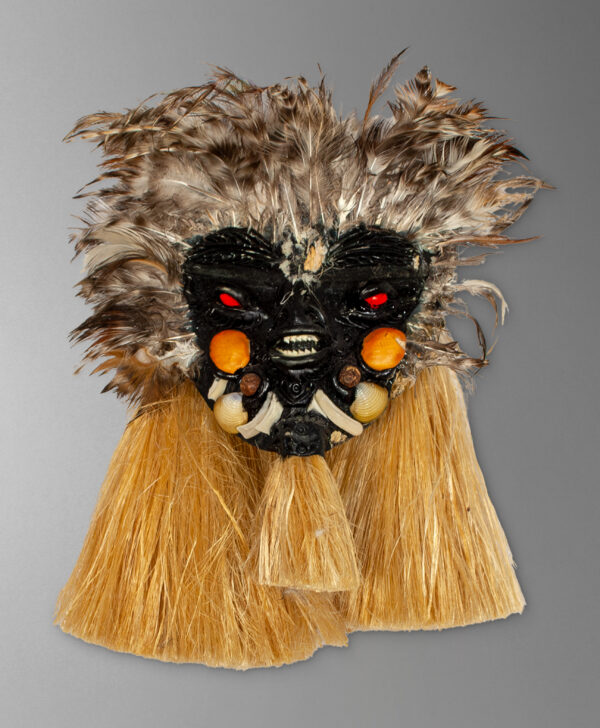 front view of amazon tribal mask from brazil