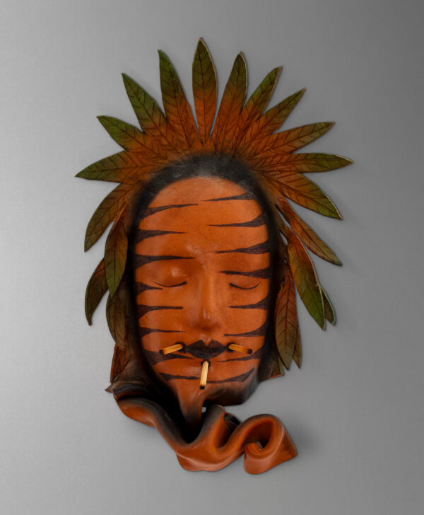 front view of yanomami indian mask from venezuela