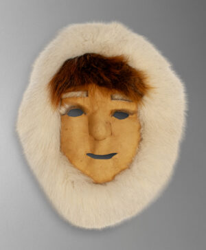 front view of young eskimo mask from united states