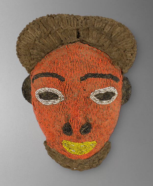 front view of bamileke tribal mask from cameroon