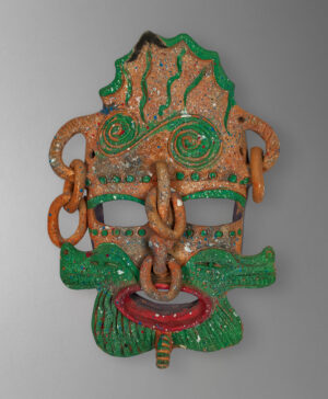 front view of pre hispanic gods mask from chile