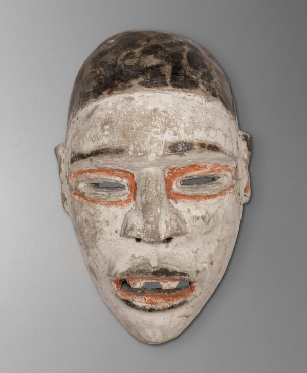 front view of bakongo tribal mask from congo